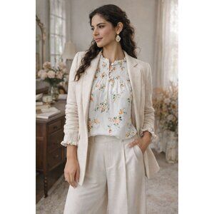 Cottagecore Boho Romantic Blouse | Cynthia Rowley Floral Peasant Top | Medium